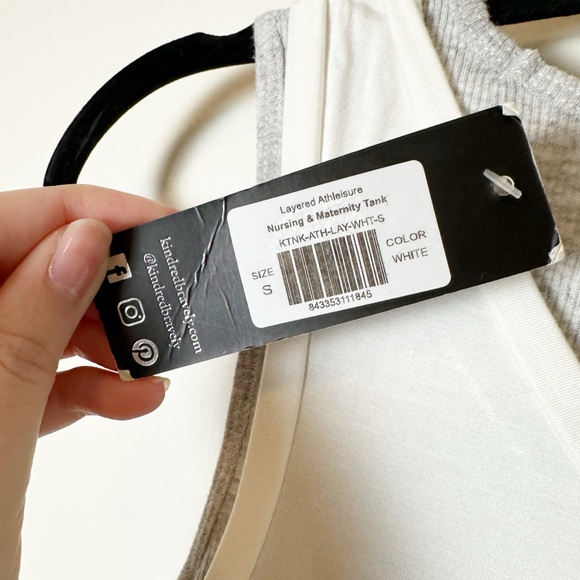 New Kindred Bravely Layered Athleisure Nursing and Maternity Tank White Grey S - Picture 6 of 7